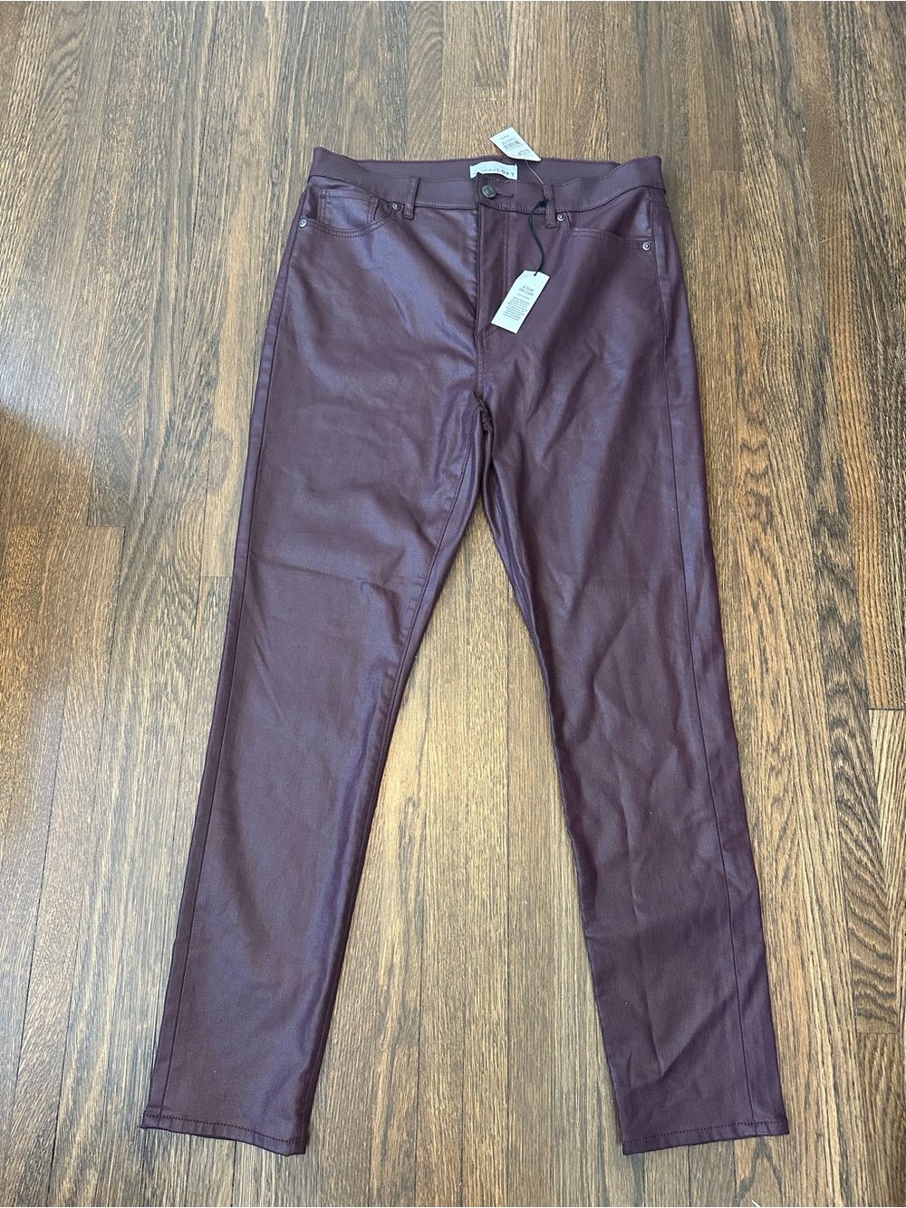 NWT LOFT Coated Skinny Pants in Deep Burgundy